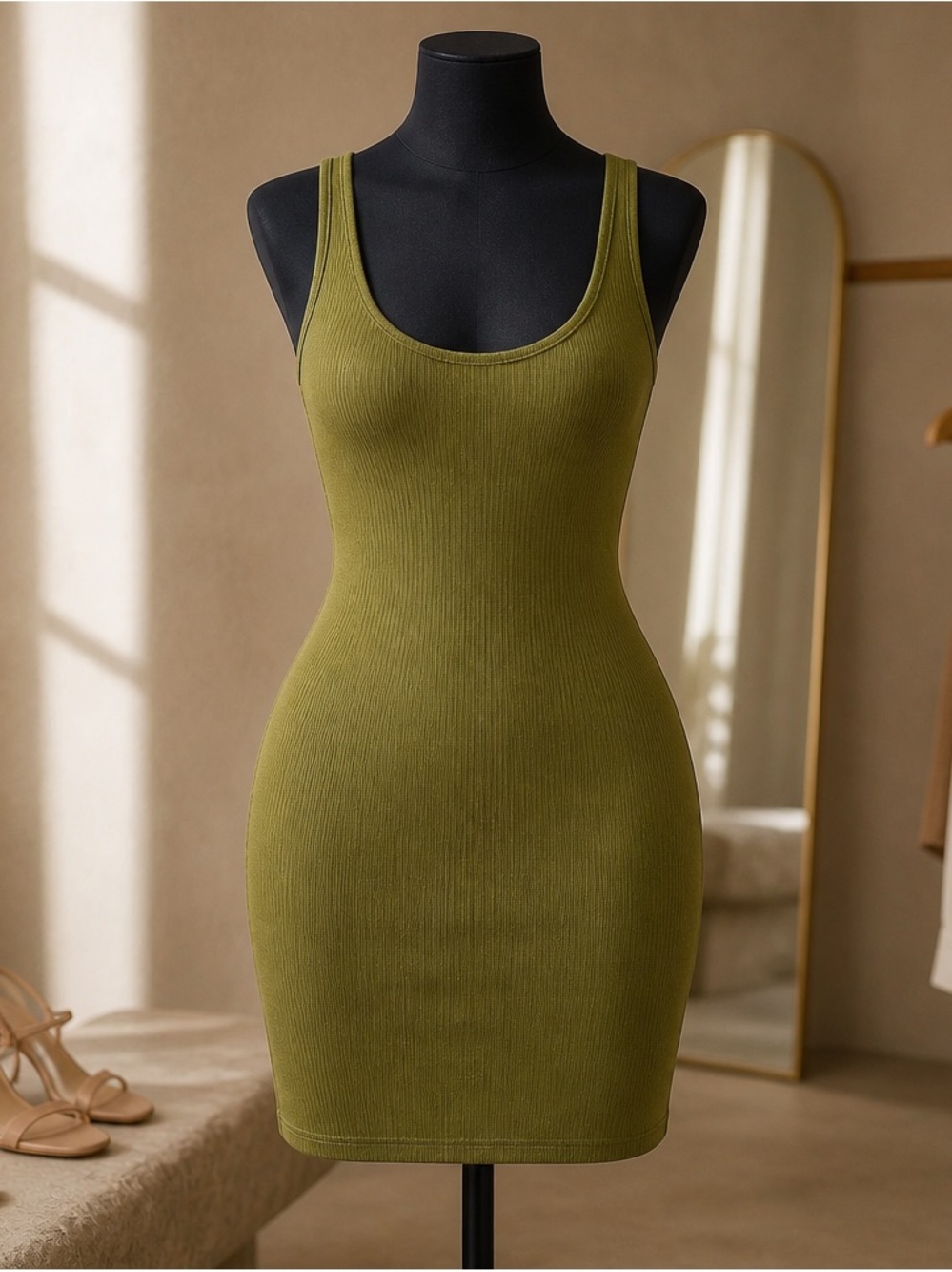 J for Justify Olive Green Sleeveless Midi Dress